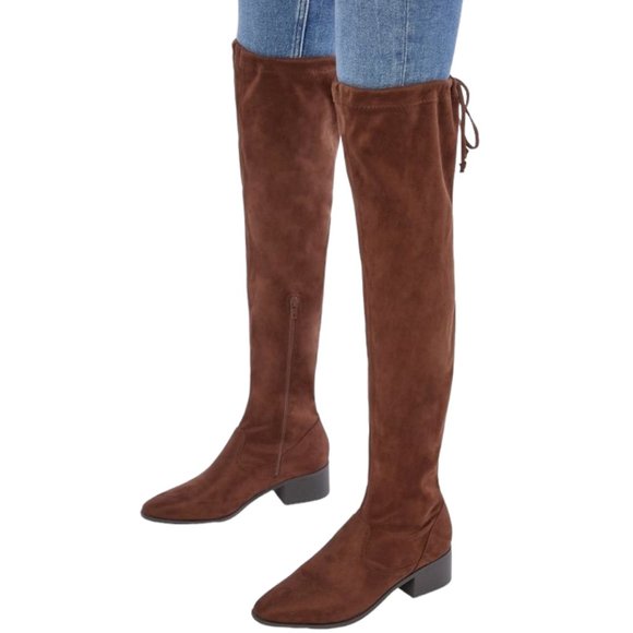 NIB JUSTFAB HANNAH OVER-THE-KNEE FLAT BOOTS (BROWN) - Picture 9 of 13